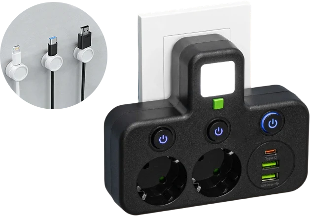 Power Strip USB-C & USB-A Surge Protection Night Light