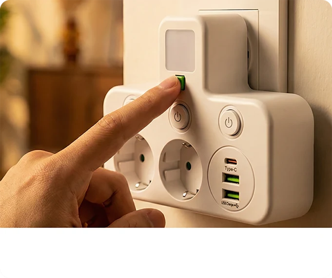 Power Strip USB-C & USB-A Surge Protection Night Light