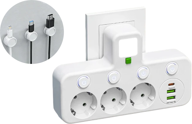 Power Strip USB-C & USB-A Surge Protection Night Light