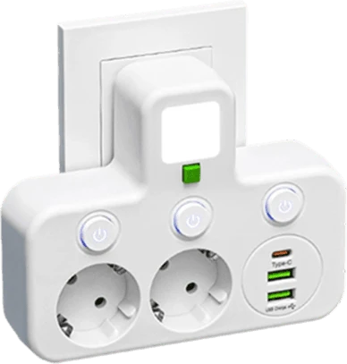 Power Strip USB-C & USB-A Surge Protection Night Light