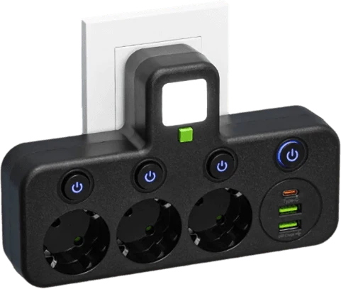 Power Strip USB-C & USB-A Surge Protection Night Light
