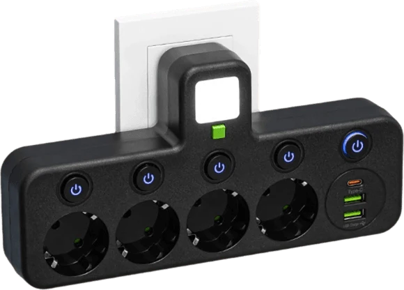 Power Strip USB-C & USB-A Surge Protection Night Light
