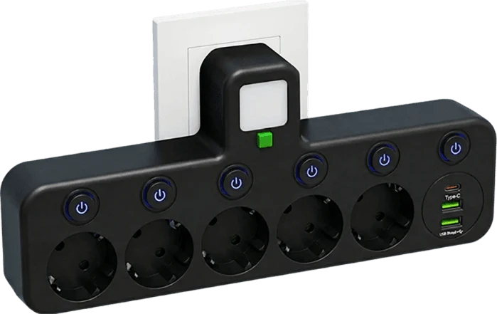Power Strip USB-C & USB-A Surge Protection Night Light