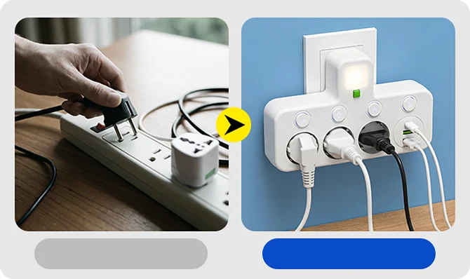 Power Strip USB-C & USB-A Surge Protection Night Light
