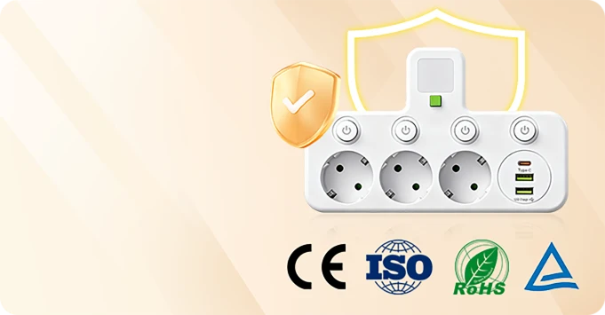 Power Strip USB-C & USB-A Surge Protection Night Light