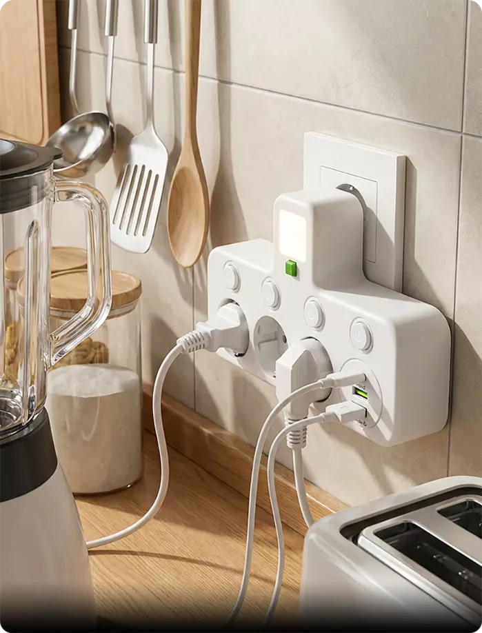 Power Strip USB-C & USB-A Surge Protection Night Light