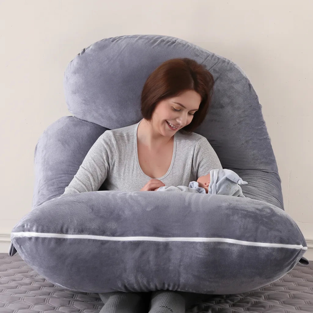 Pregnancy Pillow G-Shape Full-Body Support Removable Velour Cover