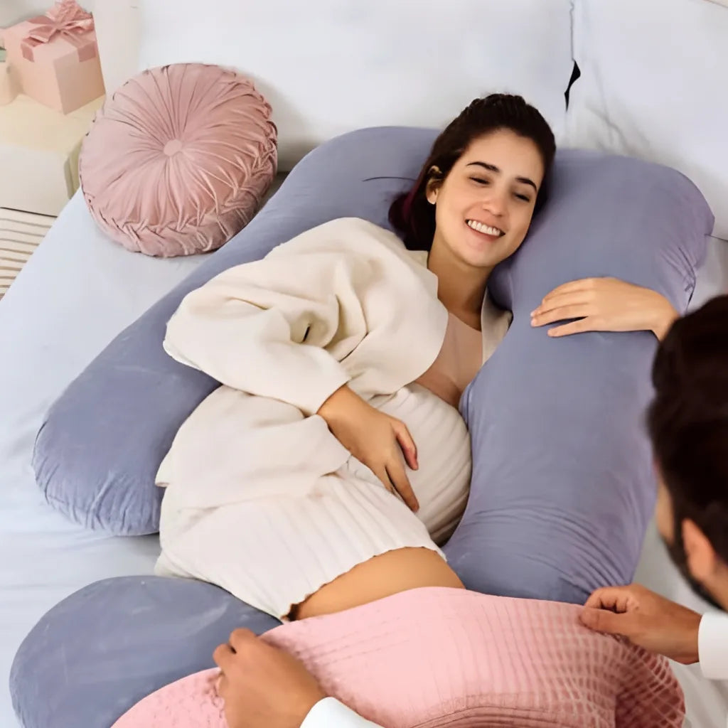 Pregnancy Pillow G-Shape Full-Body Support Removable Velour Cover