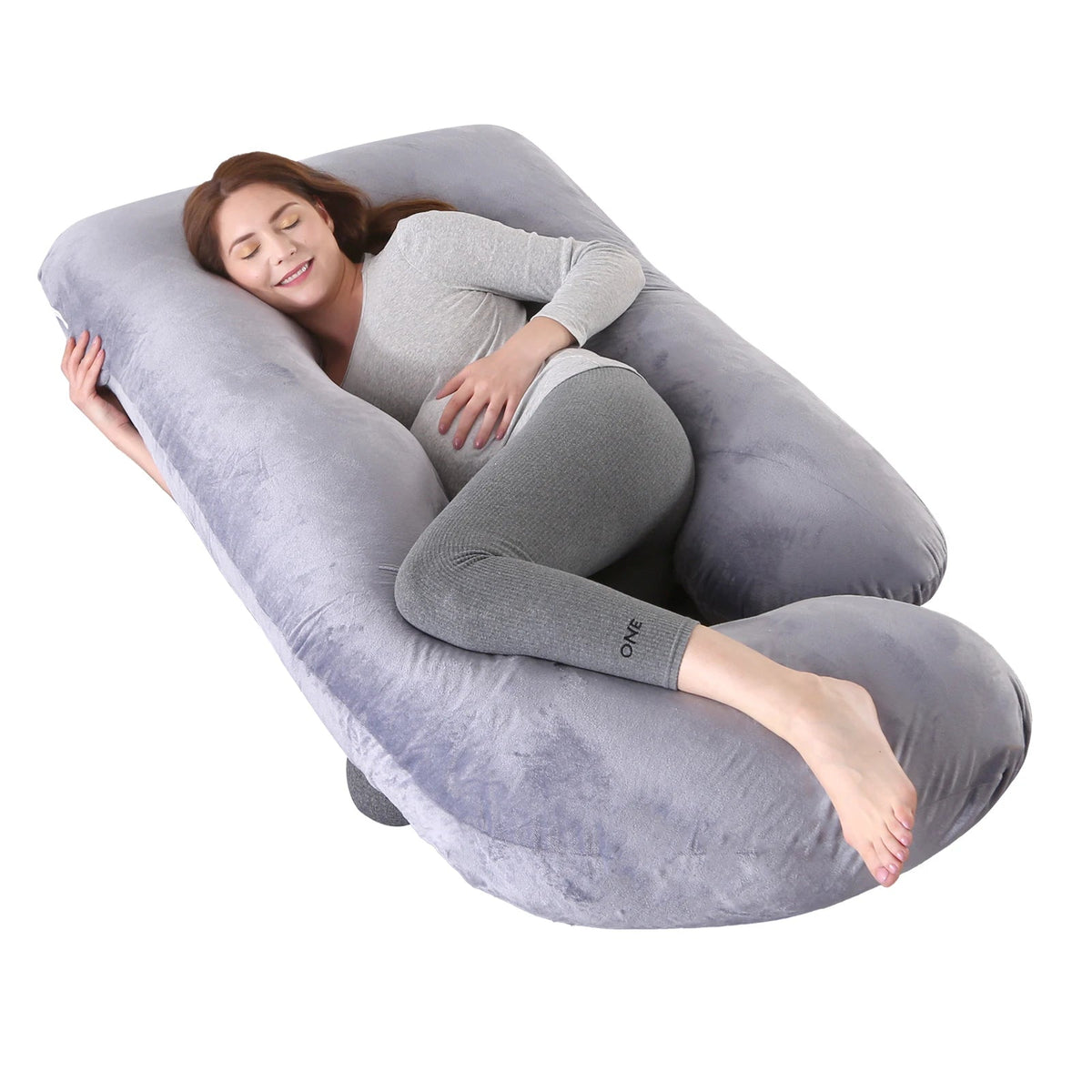 Pregnancy Pillow G-Shape Full-Body Support Removable Velour Cover