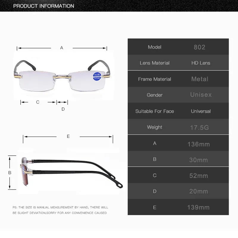 Progressive Glasses Blue Light Protection Lightweight TR90 Frame