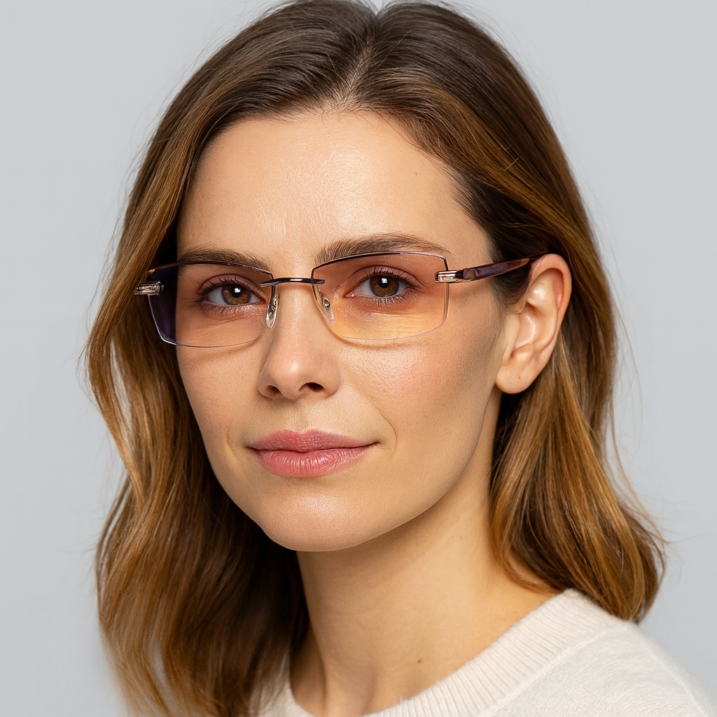 Progressive Glasses Rimless Ultra-Light Frame Anti-Blue Light Coating