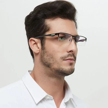 Progressive Reading Glasses Rimless Diamond-Cut Blue Light Protection