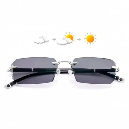 Progressive Reading Glasses Rimless Diamond-Cut Blue Light Protection