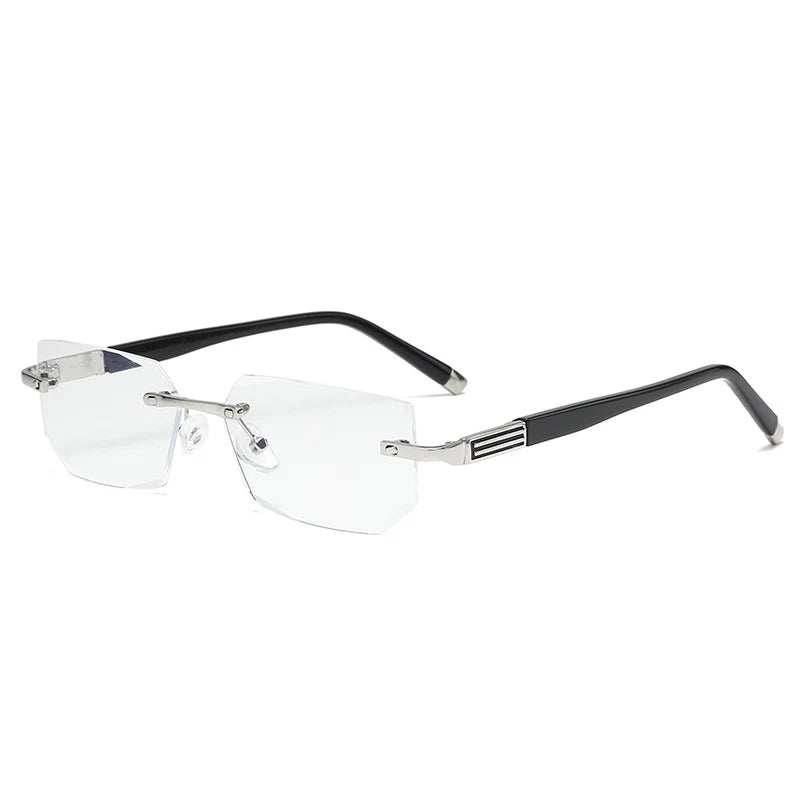 Progressive Reading Glasses Rimless Diamond-Cut Blue Light Protection