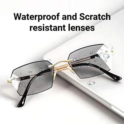 Progressive Reading Glasses Rimless Diamond-Cut Blue Light Protection