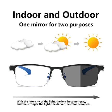 Progressive Reading Glasses Rimless Diamond-Cut Blue Light Protection