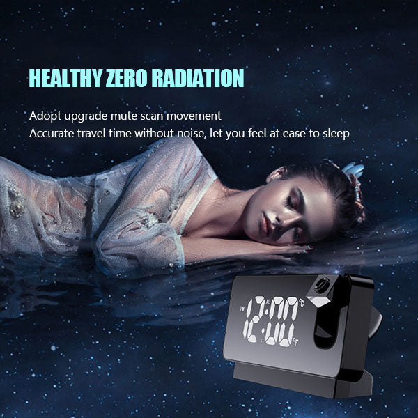 Projection Alarm Clock Rotating Dual Alarms & USB Charging