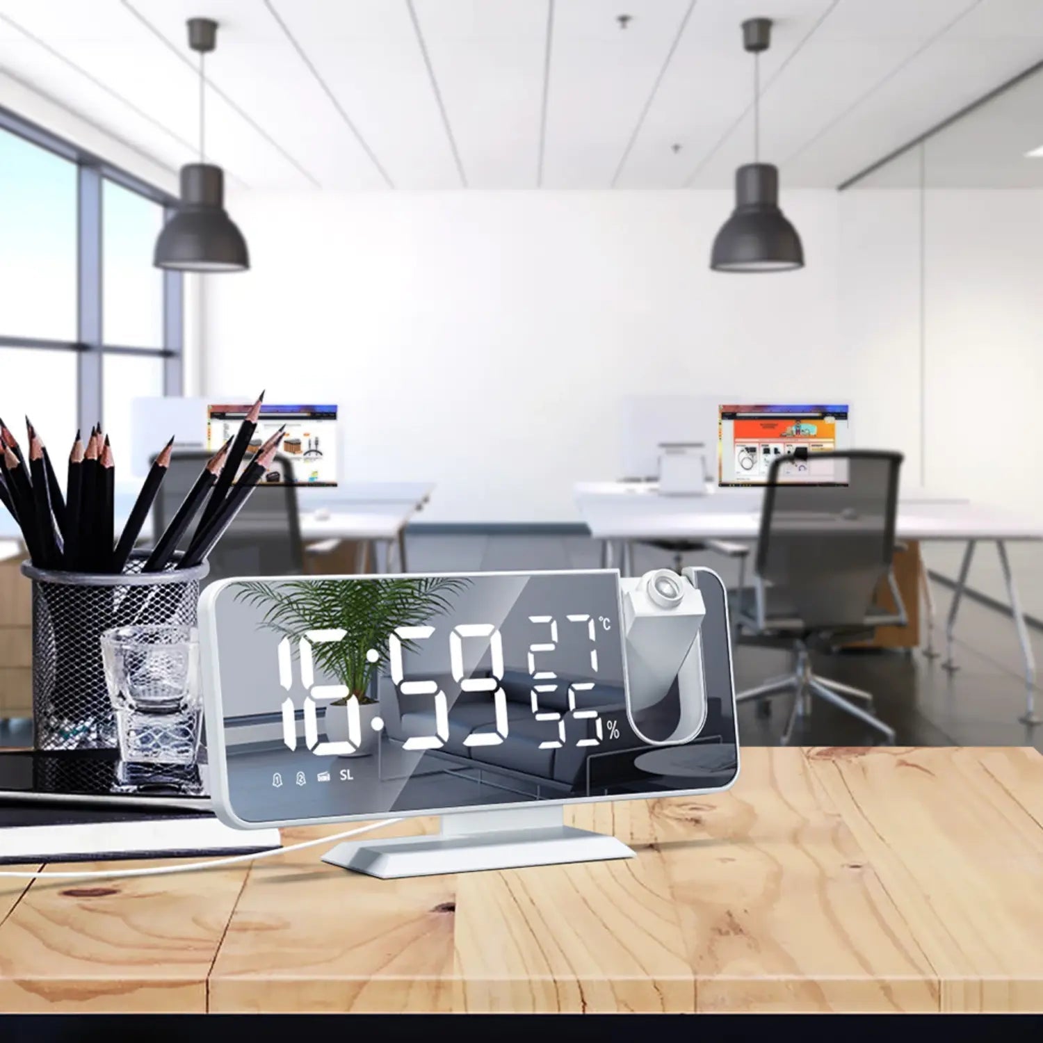 Projection Alarm Clock Rotating Projection & USB Charging