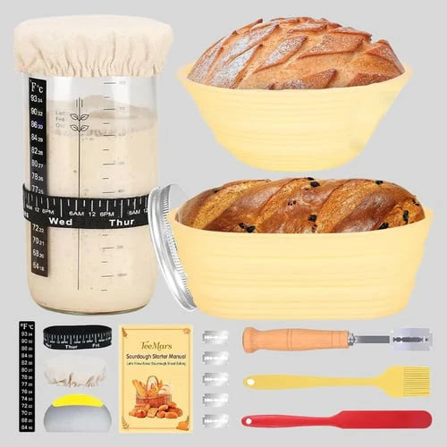 Proofing Basket Set Non-Stick Silicone & Temperature Monitor