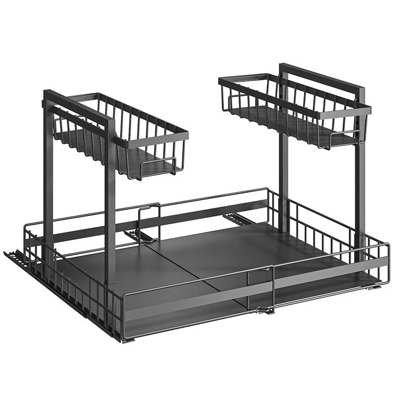 Pull-Out Cabinet Organizer L-Shaped Two-Tier Smooth Glide