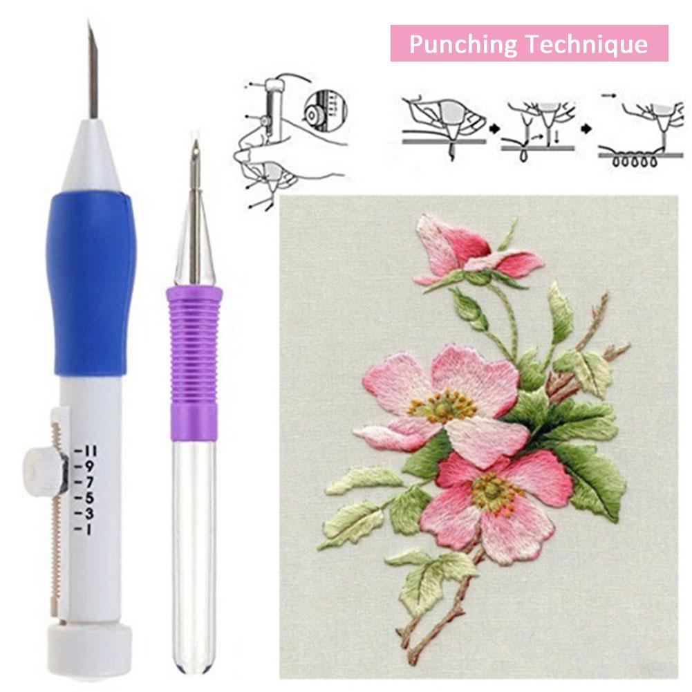Punch Needle Embroidery Kit Wooden Hoop & Threads