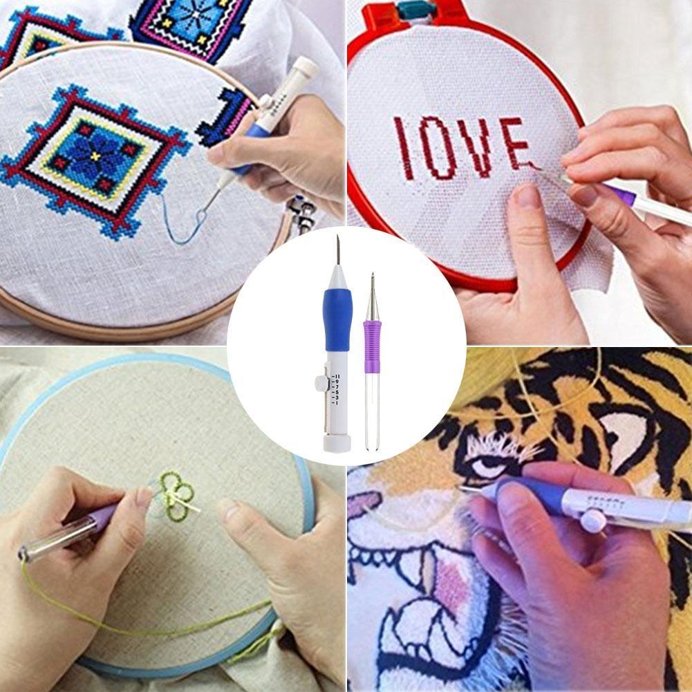 Punch Needle Embroidery Kit Wooden Hoop & Threads