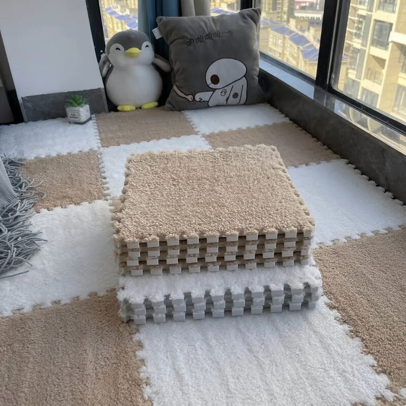 Puzzle Floor Tiles Plush Foam Anti-Slip Backing & Interlocking