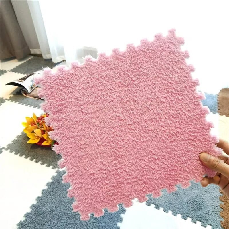 Puzzle Floor Tiles Plush Foam Anti-Slip Backing & Interlocking