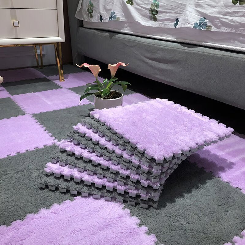 Puzzle Floor Tiles Plush Foam Anti-Slip Backing & Interlocking