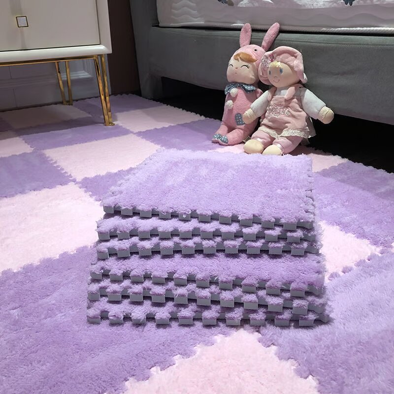 Puzzle Floor Tiles Plush Foam Anti-Slip Backing & Interlocking