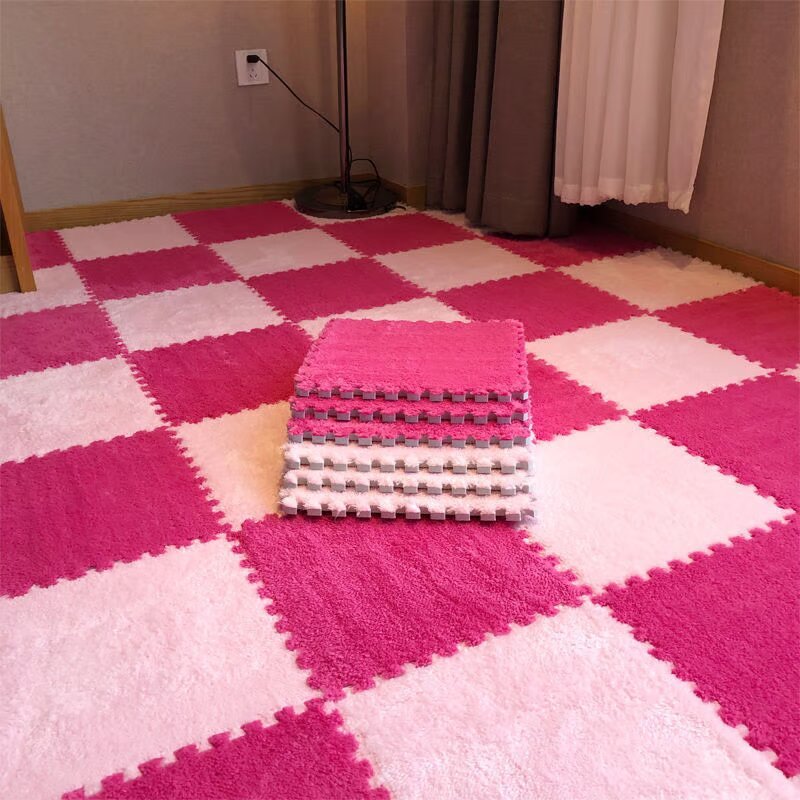 Puzzle Floor Tiles Plush Foam Anti-Slip Backing & Interlocking