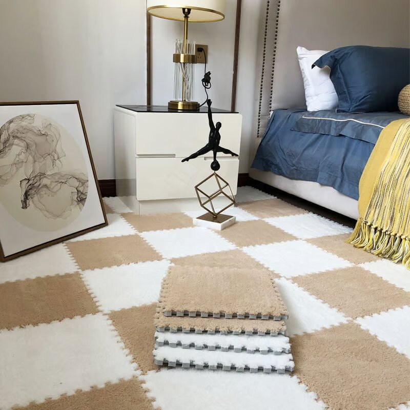 Puzzle Floor Tiles Plush Foam Anti-Slip Backing & Interlocking