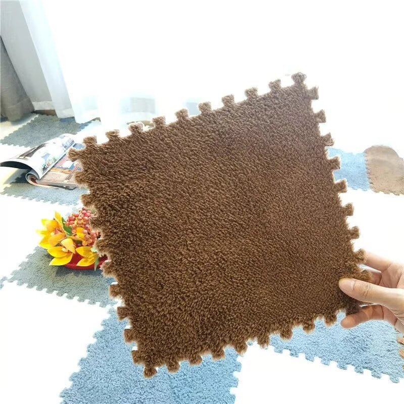 Puzzle Floor Tiles Plush Foam Anti-Slip Backing & Interlocking
