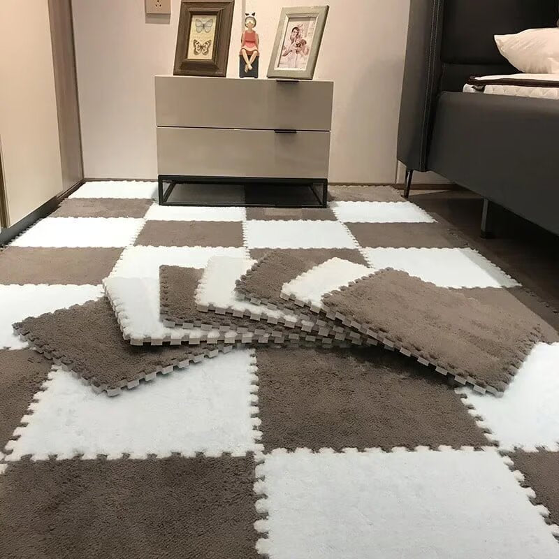 Puzzle Floor Tiles Plush Foam Anti-Slip Backing & Interlocking