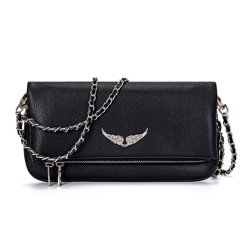 Quilted Clutch Chain Shoulder Strap Zippered Interior