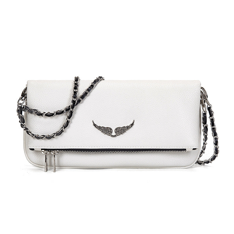 Quilted Clutch Chain Shoulder Strap Zippered Interior