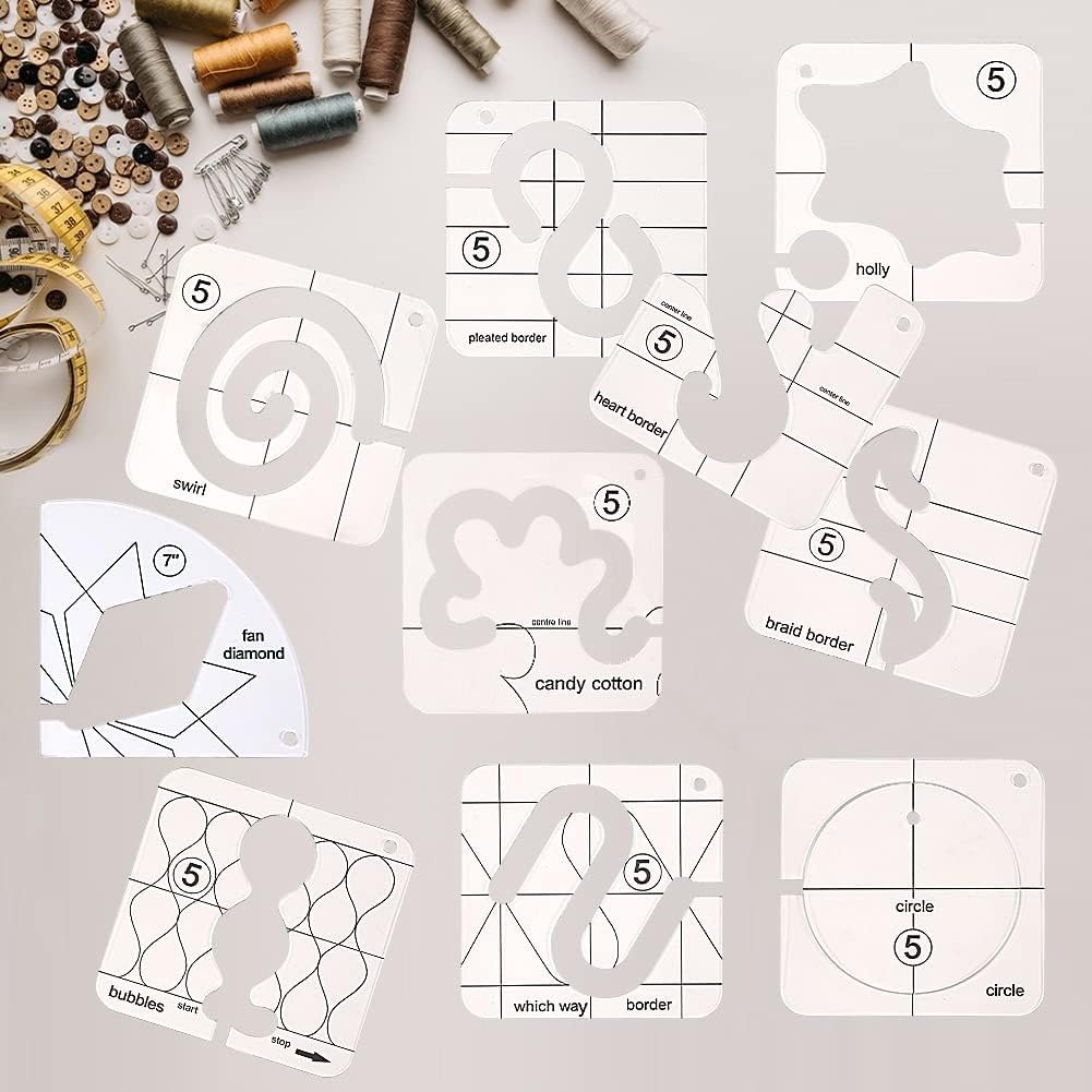 Quilting Template Set 11 Piece Clear Acrylic Precise Alignment