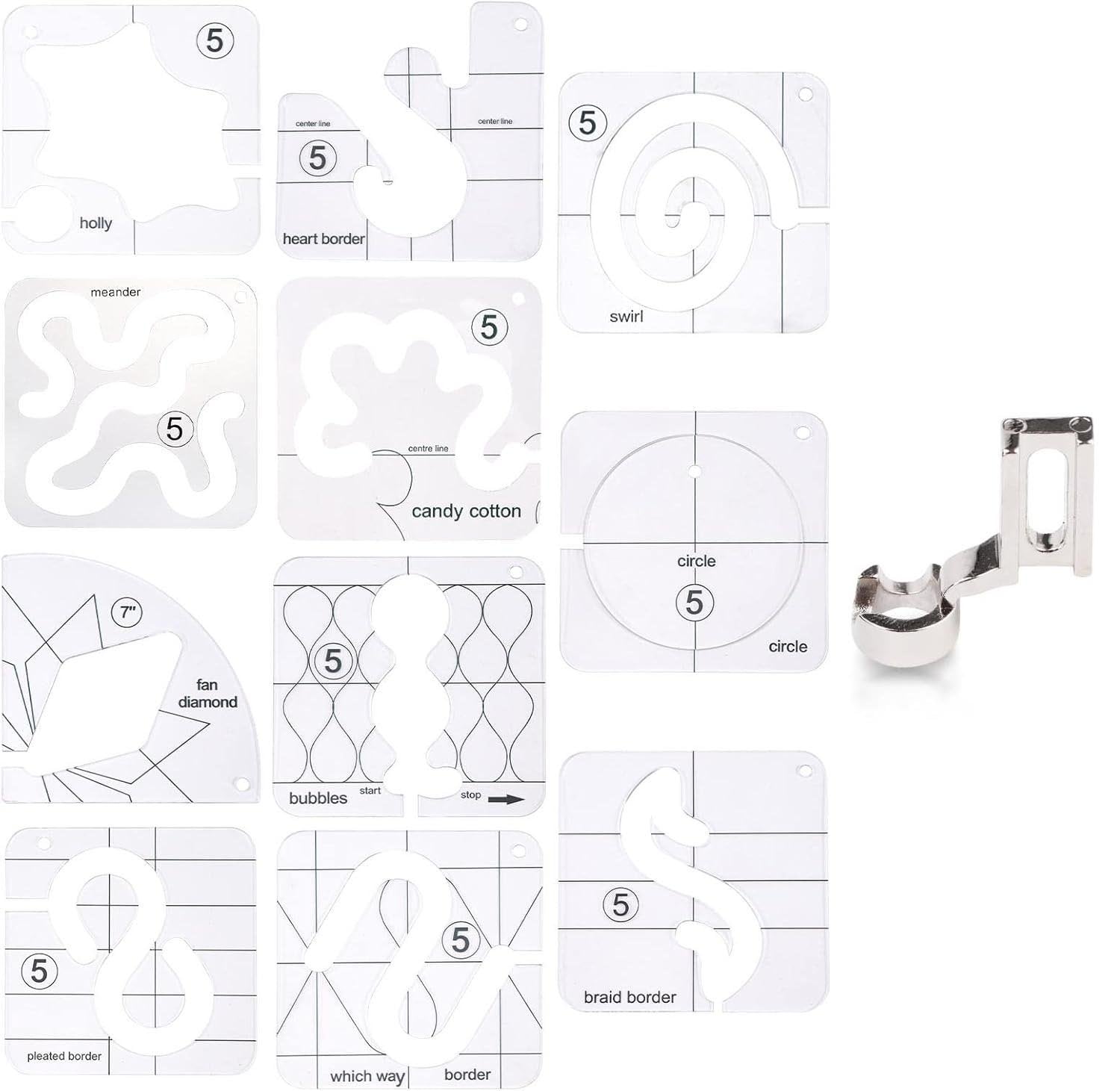 Quilting Template Set 11 Piece Clear Acrylic Precise Alignment