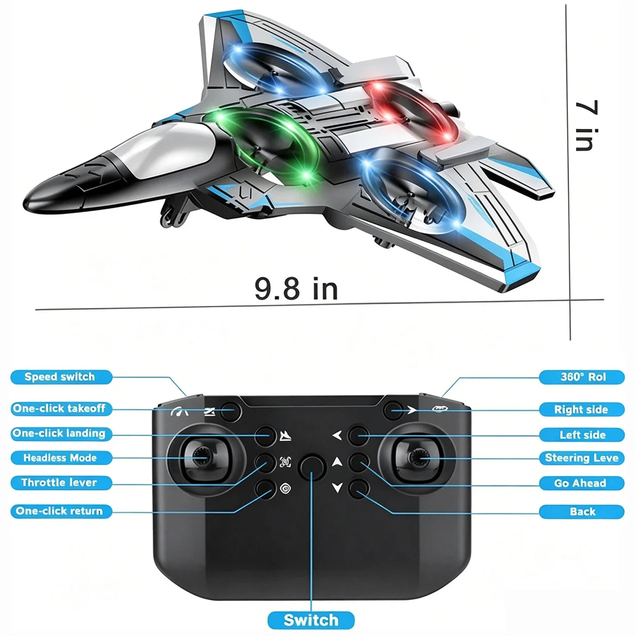 RC Jet 360° Stunts LED Lights Shockproof
