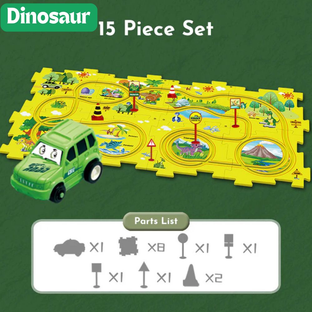 Race Track Playset Buildable Modular Battery-Operated Car