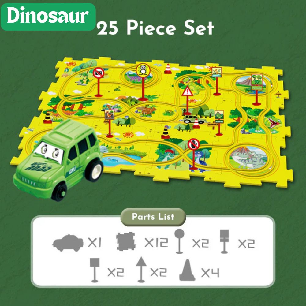 Race Track Playset Buildable Modular Battery-Operated Car