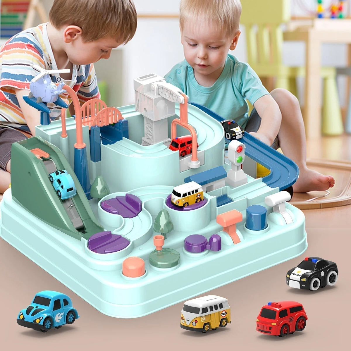 Race Track Set Multi-Level 6 Control Buttons