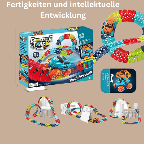 Racetrack Playset Flexible Roll-Up Click Together Includes Toy Car