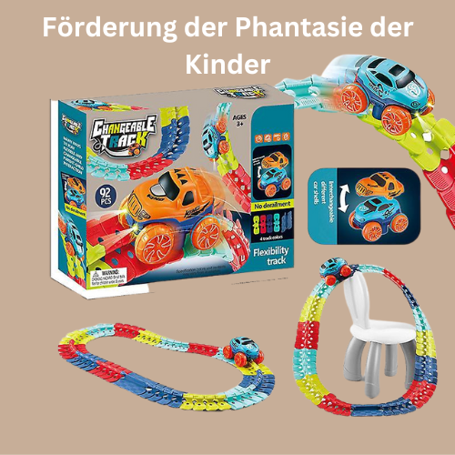 Racetrack Playset Flexible Roll-Up Click Together Includes Toy Car