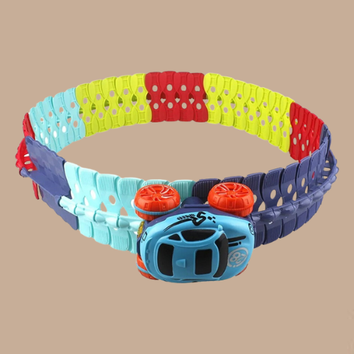 Racetrack Playset Flexible Roll-Up Click Together Includes Toy Car