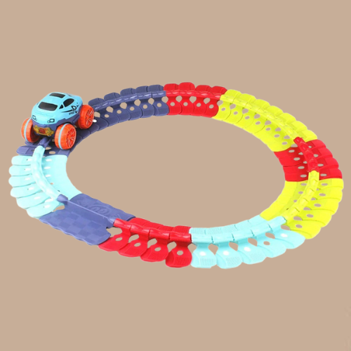 Racetrack Playset Flexible Roll-Up Click Together Includes Toy Car