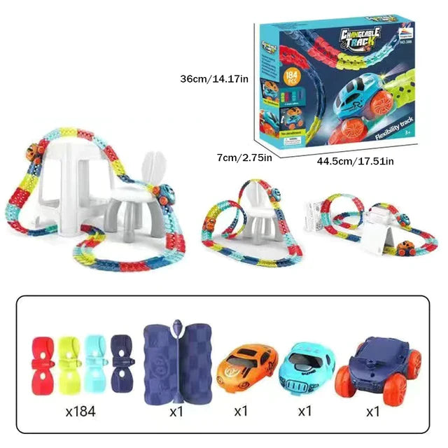 Racing Track Set Expandable Gravity-Defying Loops