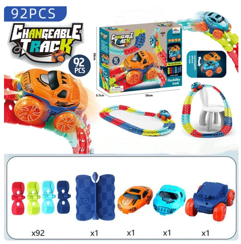 Racing Track Set Expandable Gravity-Defying Loops