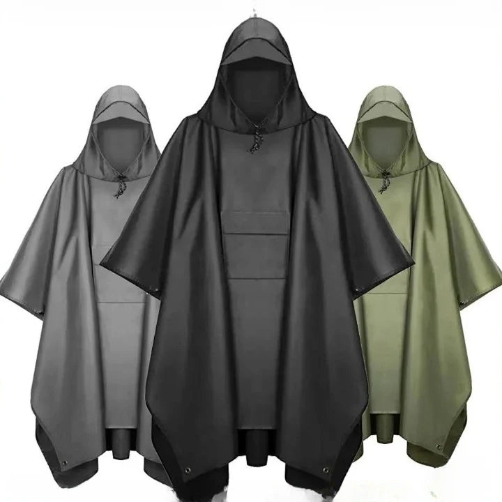 Rain Poncho 3-in-1 Waterproof Ripstop Nylon Packable
