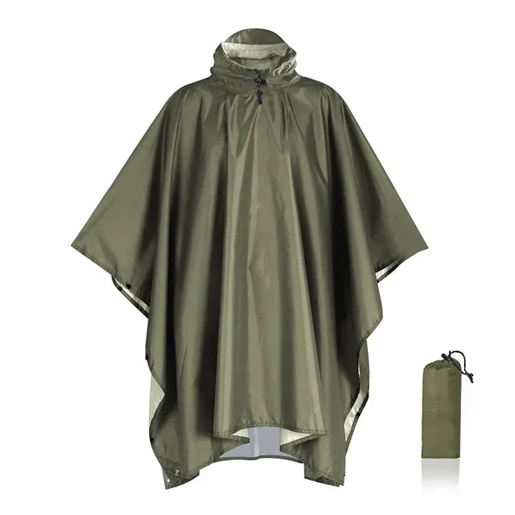 Rain Poncho 3-in-1 Waterproof Ripstop Nylon Packable